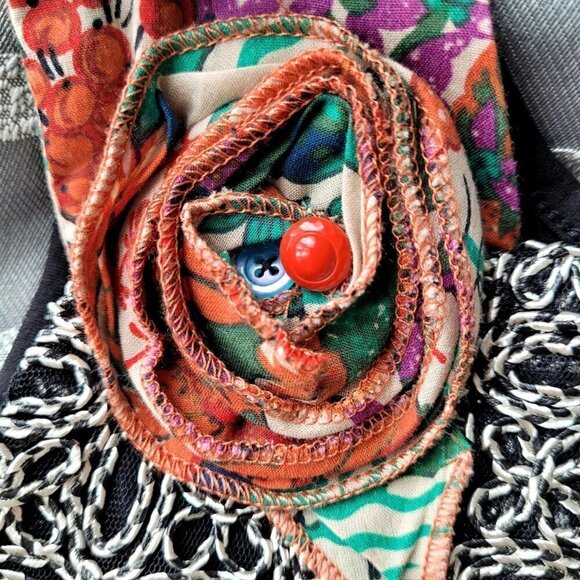 NWT Vintage Floral Mesh Hem Sleeveless Square Neckline Boho Eclectic Midi Dress - Picture 8 of 13